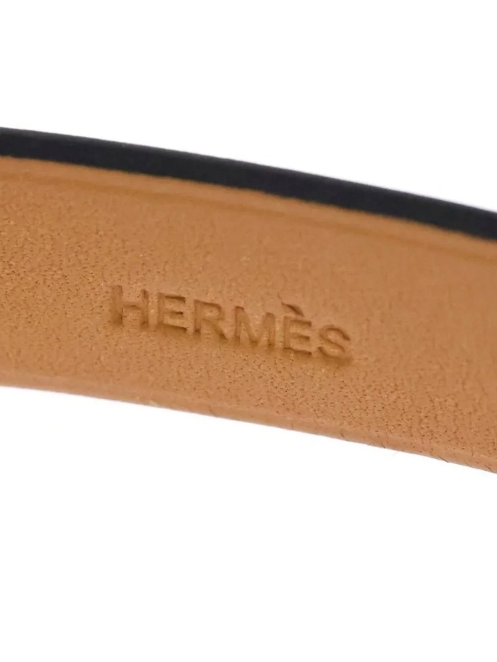 Hermes Touareg Leather Bangle Bracelet Silver Brown
